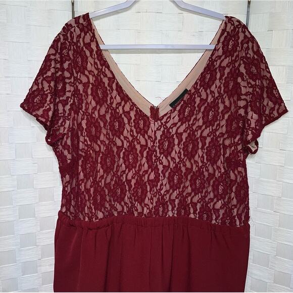 Lane Bryant Formal Ankle Wide Leg Jumpsuit Size 20 Lace Detail Pockets Zip Up - Picture 11 of 13